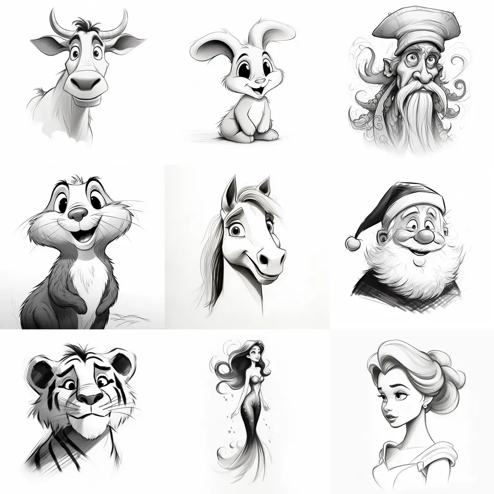Disney Black And White Characters