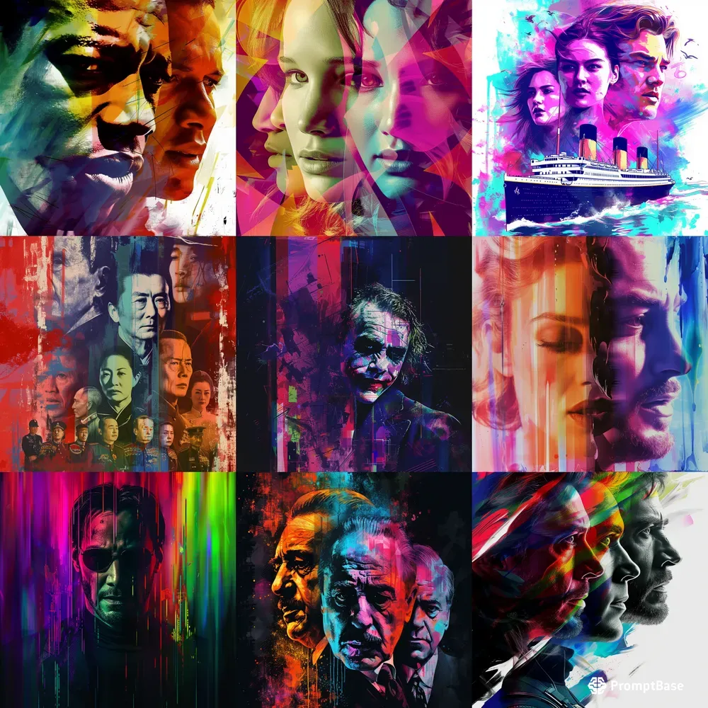 Movie Posters In Colorful Layers