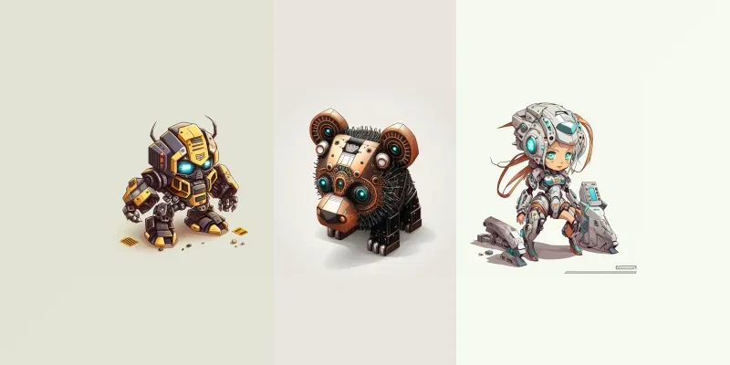 3D Isometric Mini Robots Game Assets generated by undefined