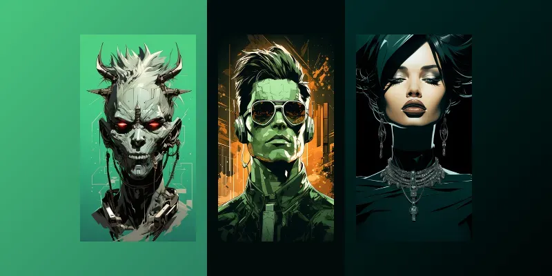 Bold Graphic Comic Style Heads generated by undefined