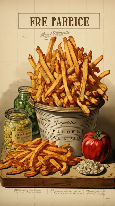 Vintage Style Fried Food Posters