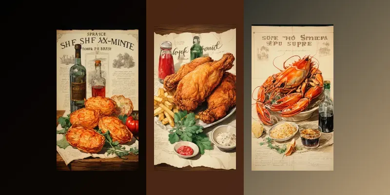Vintage Style Fried Food Posters generated by undefined