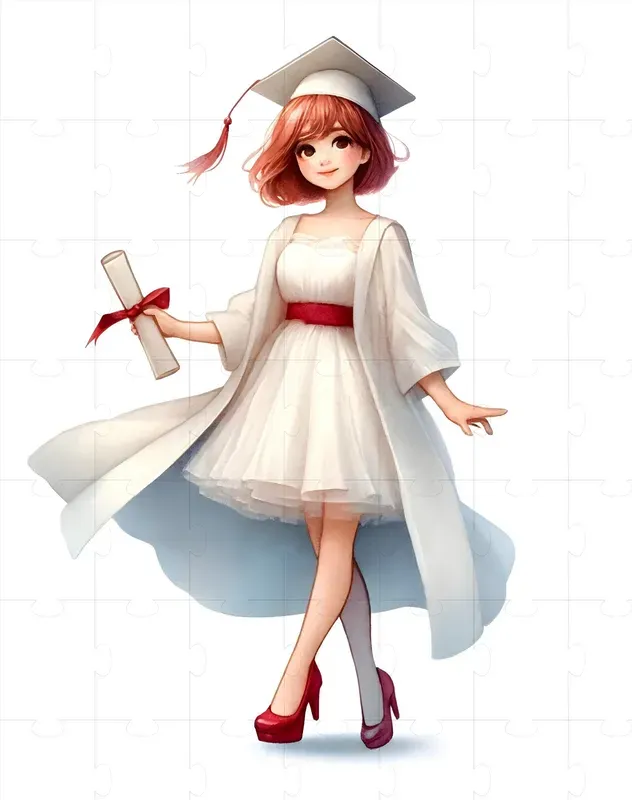 Graduation Girls Watercolor Clipart
