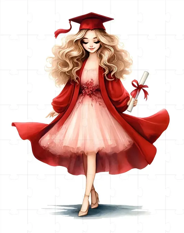 Graduation Girls Watercolor Clipart
