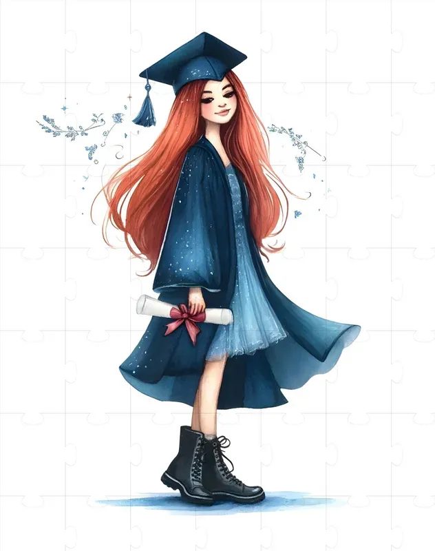 Graduation Girls Watercolor Clipart