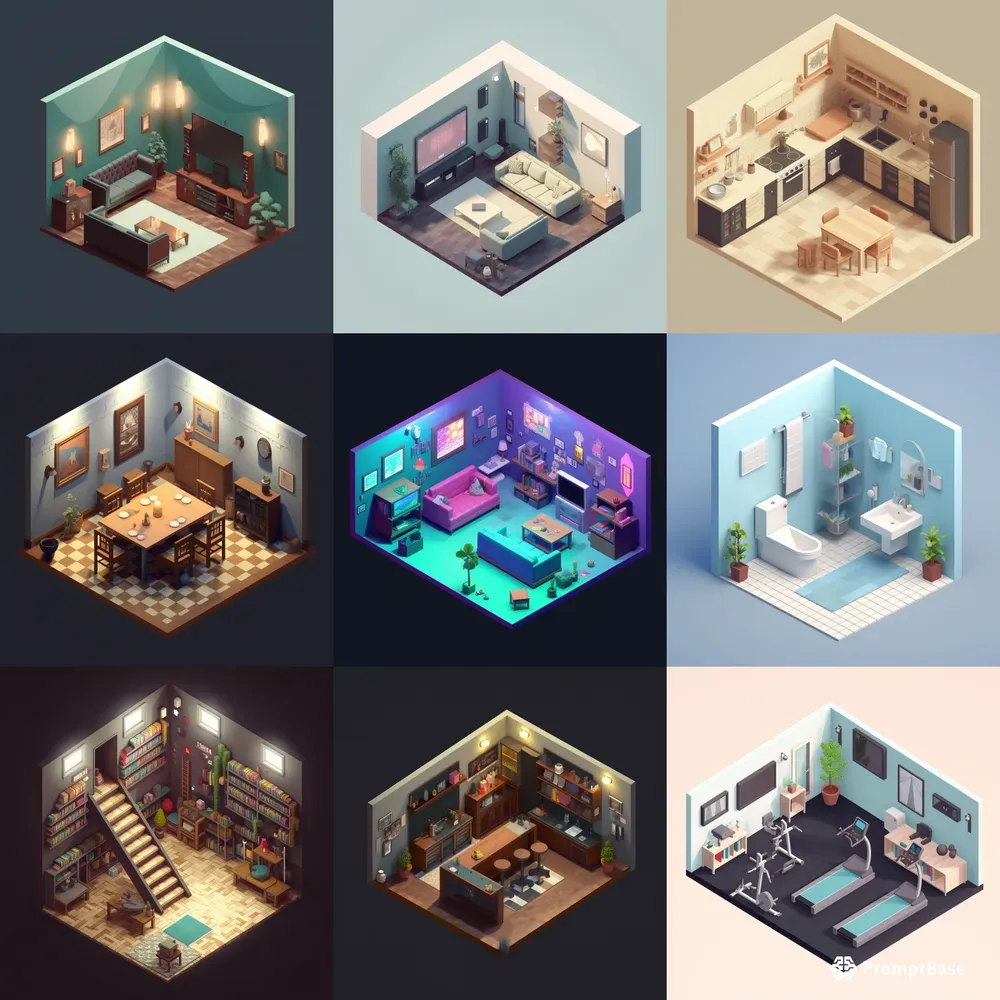 Simple Isometric Interior Designs