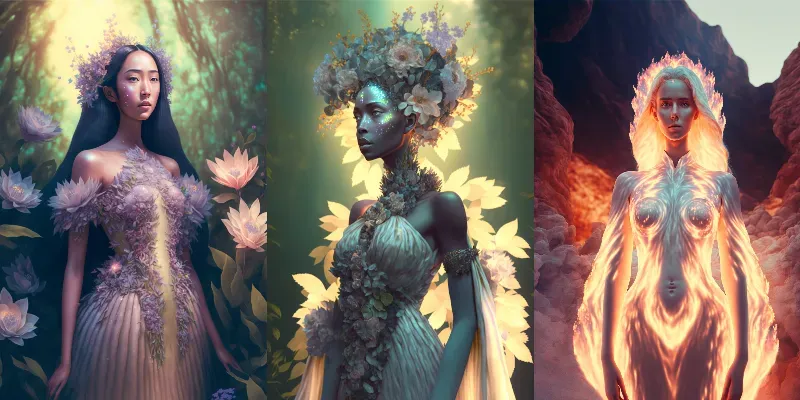 Beautiful Fantasy Nature Goddesses generated by undefined