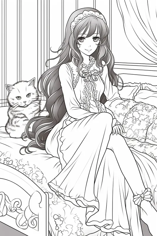 Manga Girls Coloring Books Christmas Style