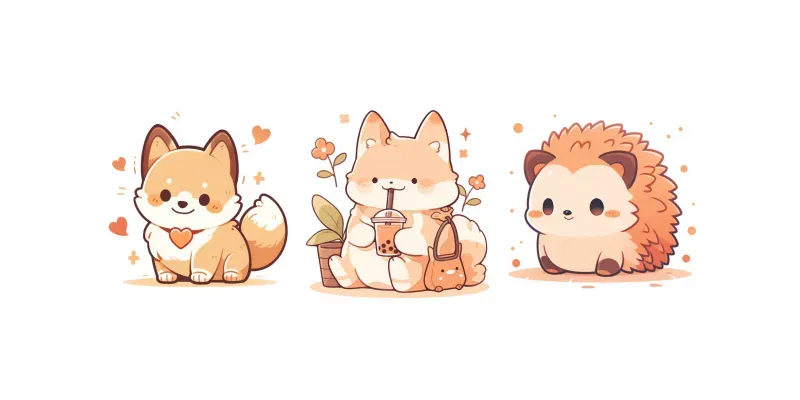 Kawaii Animal Characters Illustrations generated by undefined
