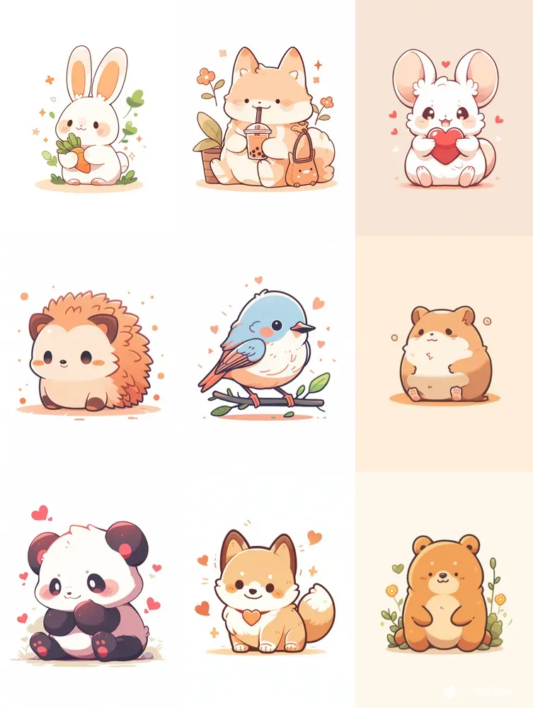 Kawaii Animal Characters Illustrations