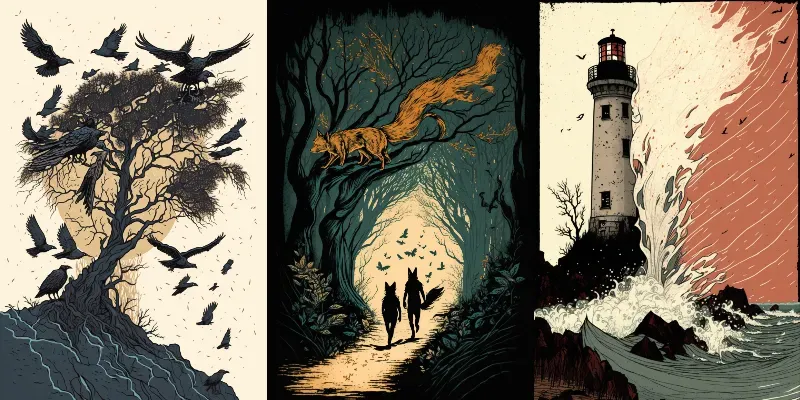 Gothic Line Art Book Covers generated by undefined