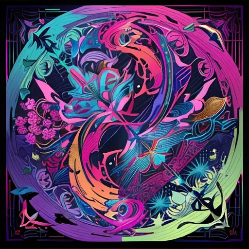 Modern Vibrant Ornaments Wallpaper
