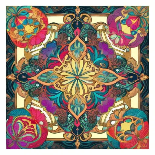 Modern Vibrant Ornaments Wallpaper