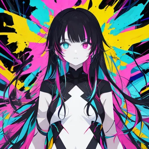 Abstract Glitch Art With Neon Colors