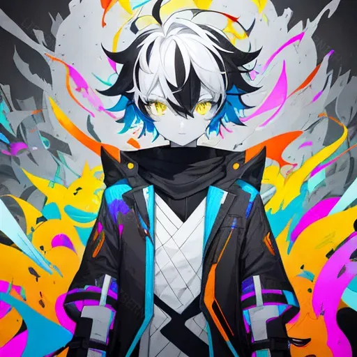 Abstract Glitch Art With Neon Colors