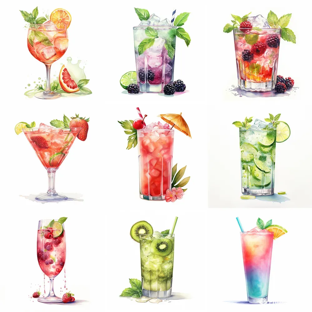 Pretty Refreshing Cocktails Clip Art