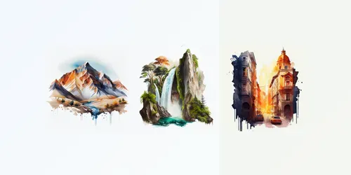 Watercolor Landscapes generated by midjourney