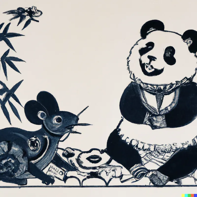 Elaborate Chinese Woodblock-Style Prints