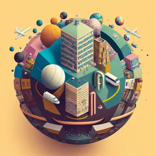 Retro Isometric Architectural Vector Illustrations