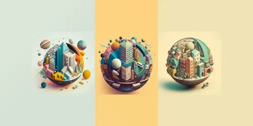 Retro Isometric Architectural Vector Illustrations generated by midjourney