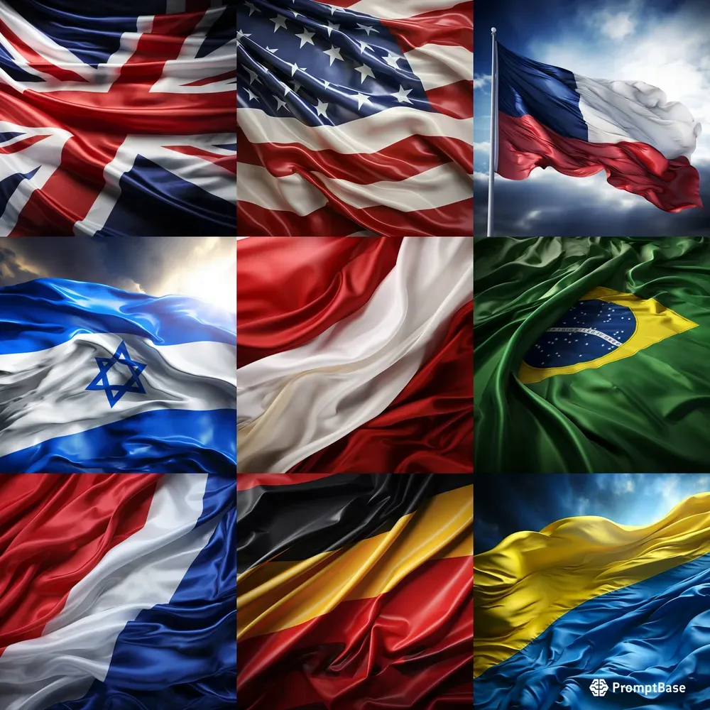 Realistic Waving Flag  Countries Flags
