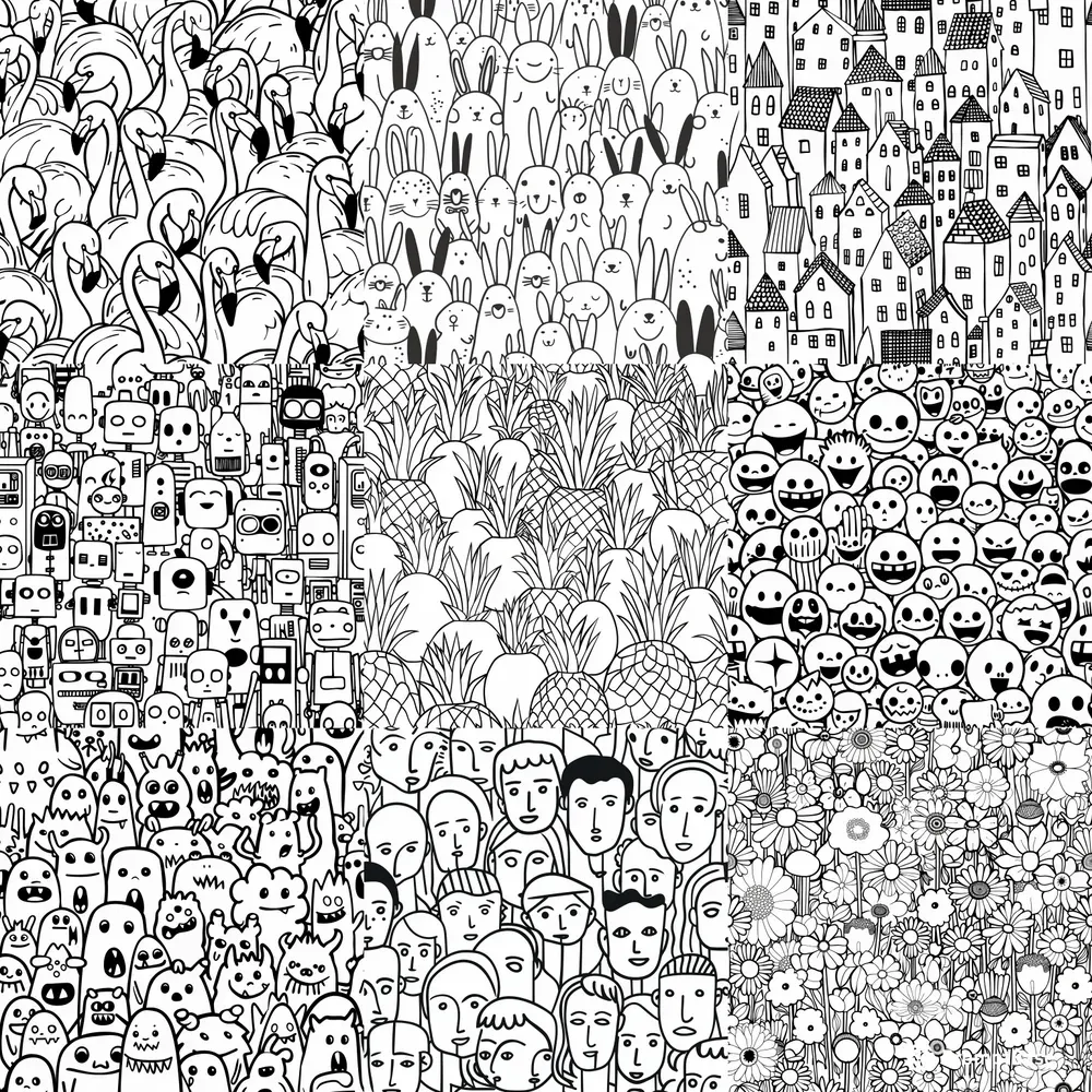 Seamless Pattern Coloring Book Pages