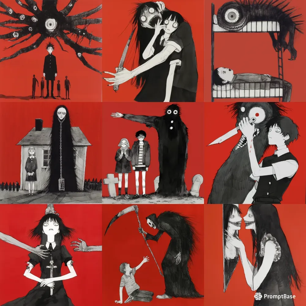Creepy Anime Manga Cartoon Horror Art