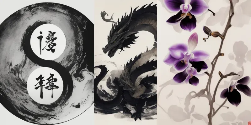 Chinese Ink Paintings With Calligraphy generated by undefined