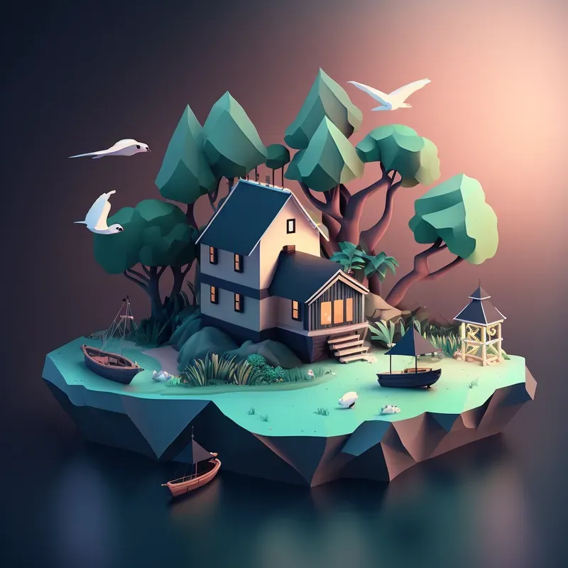 Low Poly Renders Of Houses