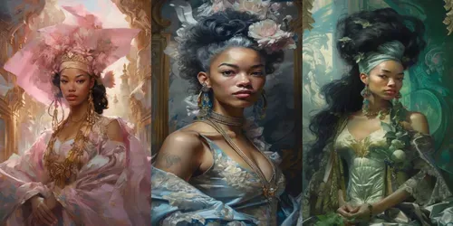 Women Oil Paintings French Rococo generated by midjourney
