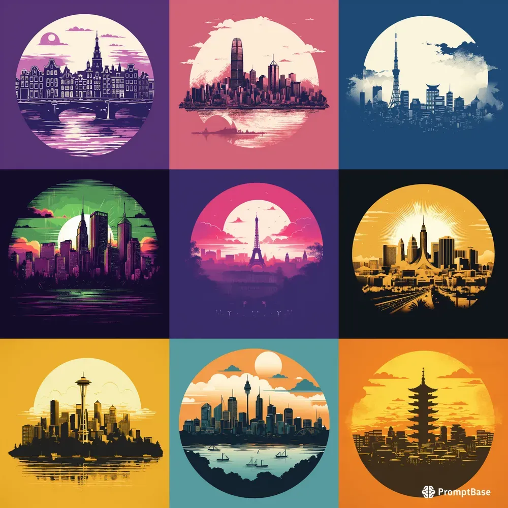Duotone Logo City Scapes