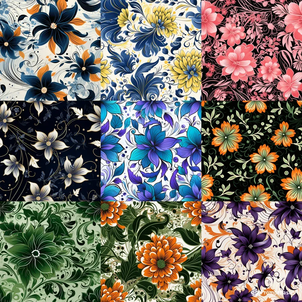 Inked Filigree Flower Patterns