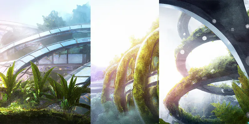 Futuristic Buildings Blended With Nature generated by undefined