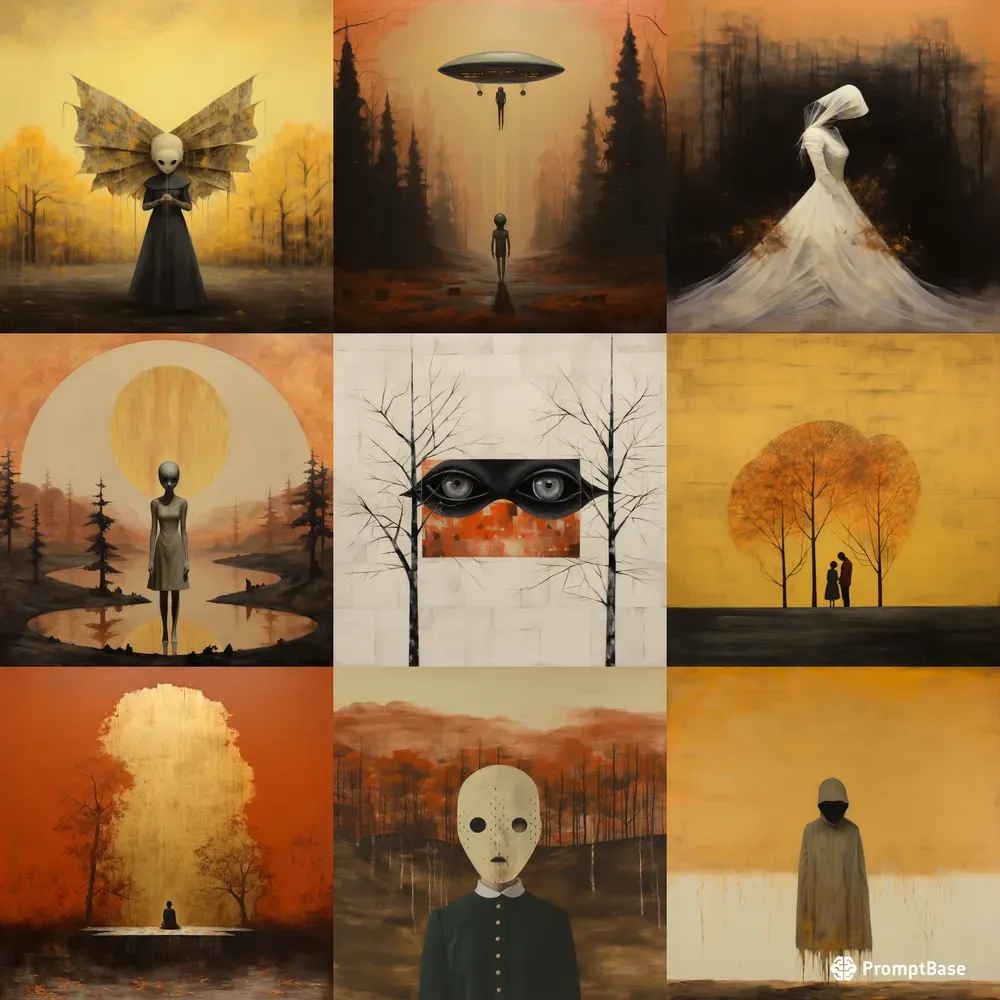 Minimal Stylized Surreal Paintings