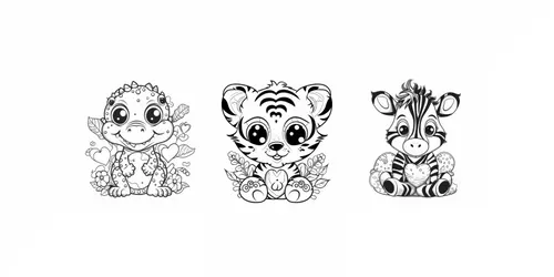 Animal Coloring Pages generated by midjourney
