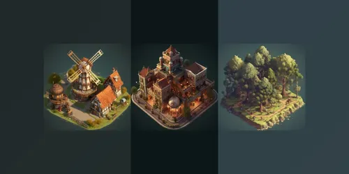 Strategy Game Buildings generated by midjourney