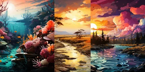 Beautiful Landscape Painting Photos generated by midjourney