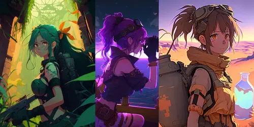 Crazy Adventures Neon Anime Girls Mangas generated by midjourney