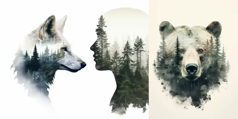 Double Exposure Nature Overlay Images generated by undefined