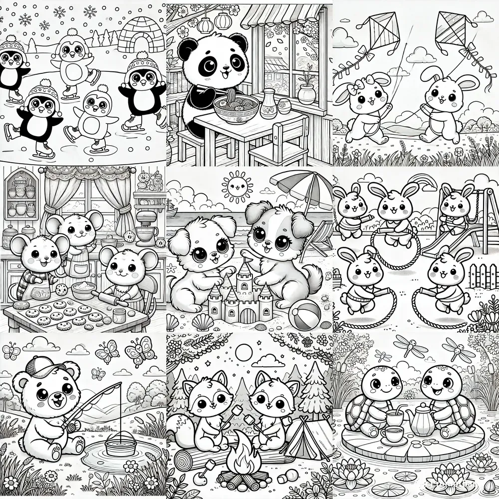 Whimsical Kawaii Coloring Pages
