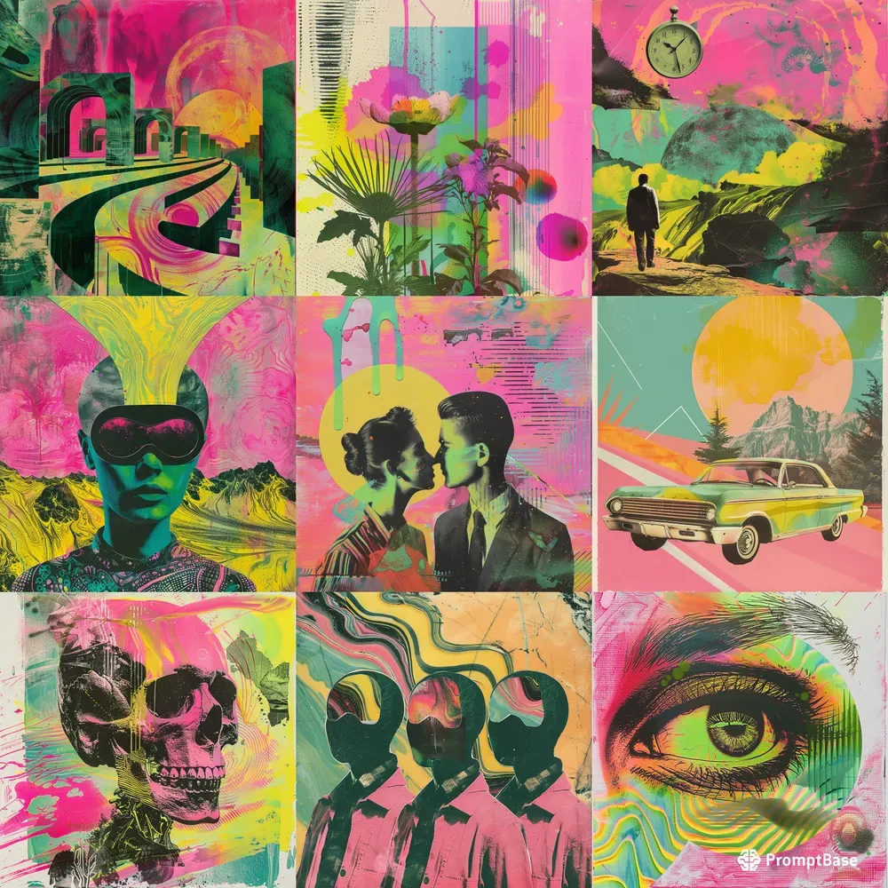 Trippy Collage Art Prints