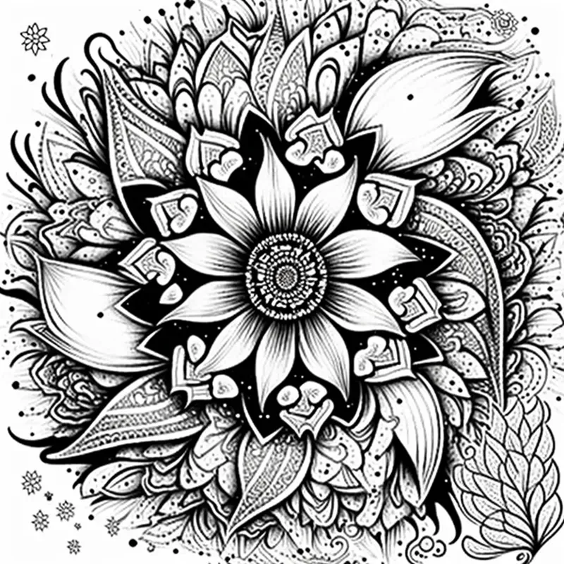 Floral Coloring Book Drawings