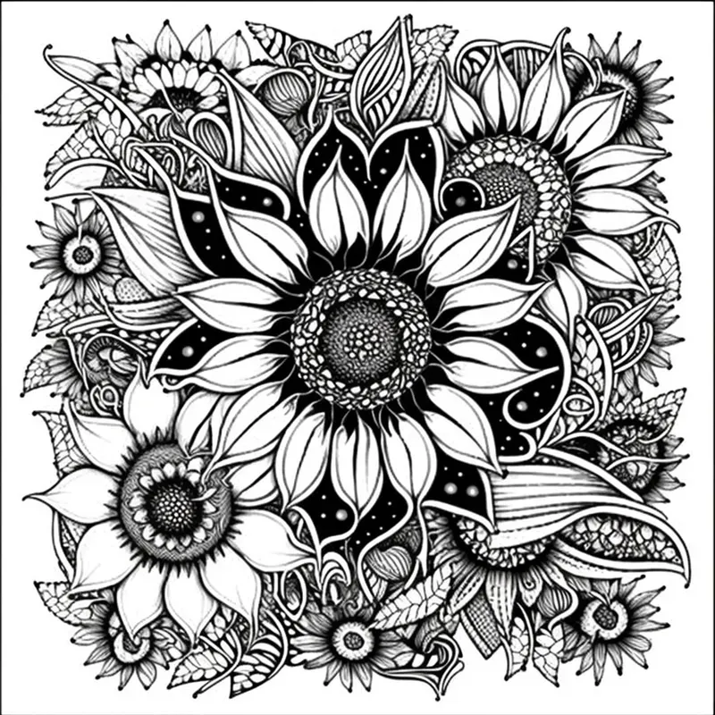 Floral Coloring Book Drawings