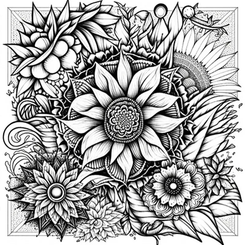 Floral Coloring Book Drawings