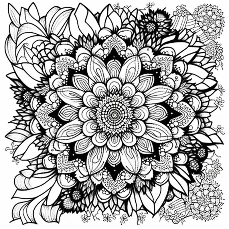 Floral Coloring Book Drawings