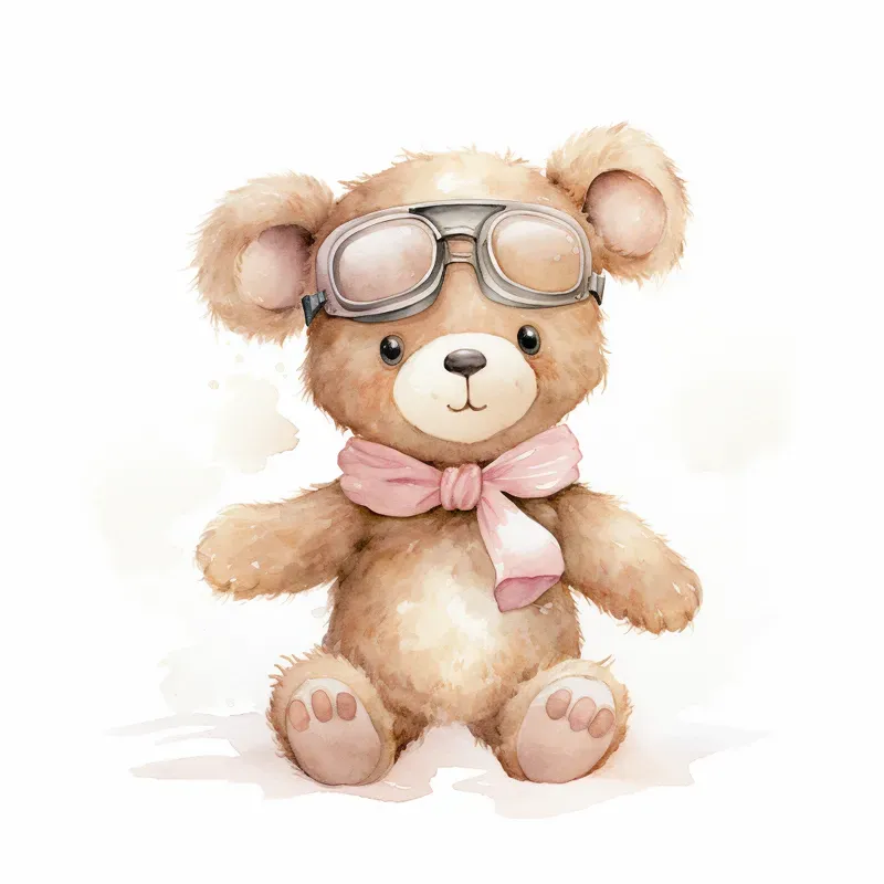 Pink Teddy Bear Watercolor Clipart