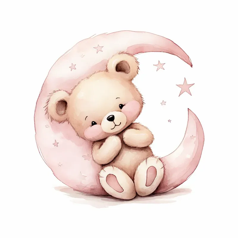 Pink Teddy Bear Watercolor Clipart