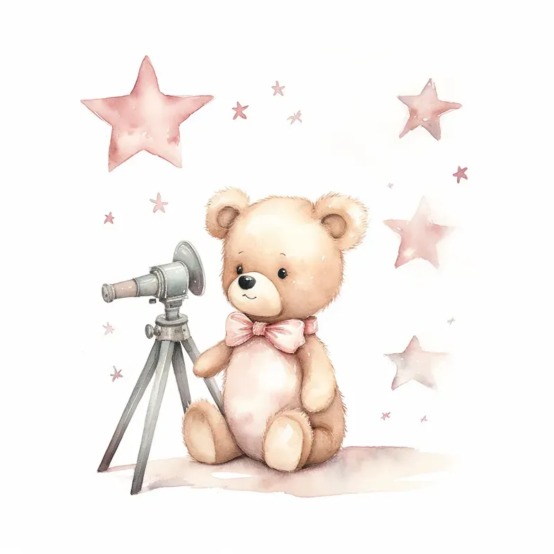 Pink Teddy Bear Watercolor Clipart