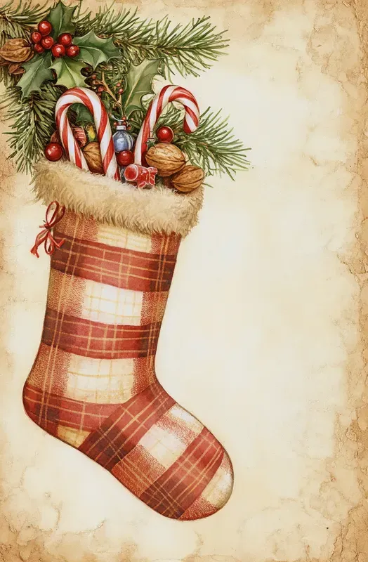 Vintage Christmas Watercolor Art