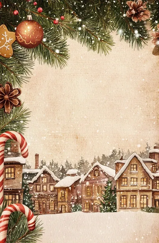 Vintage Christmas Watercolor Art